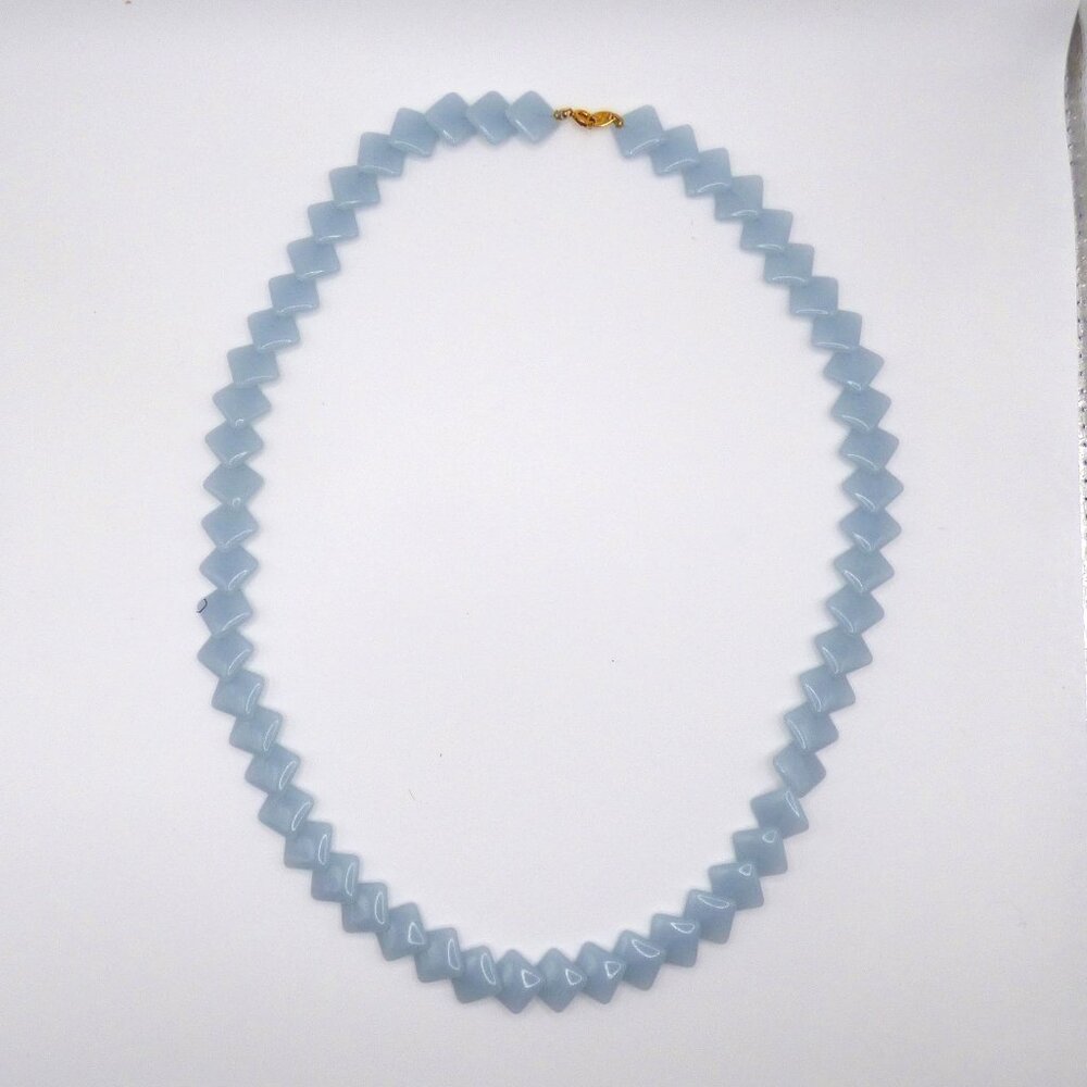 Vintage Trifari Pale Blue Lucite Square Bead Necklace 22 Inches